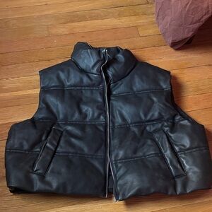 Zara Cropped Leather Puffer Vest